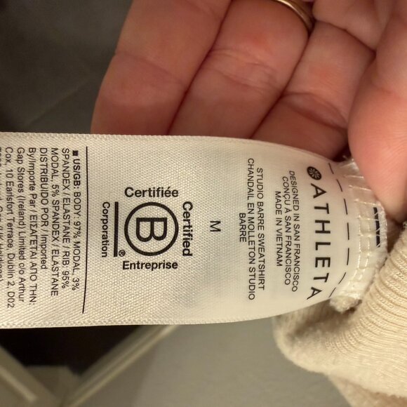 Athleta Studio Barre Sweatshirt Size M with Thumbholes - Picture 4 of 6
